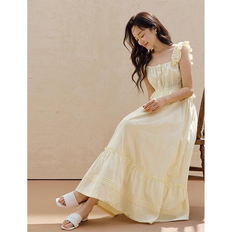 INMAN Sweet Square Neck Strap Dress