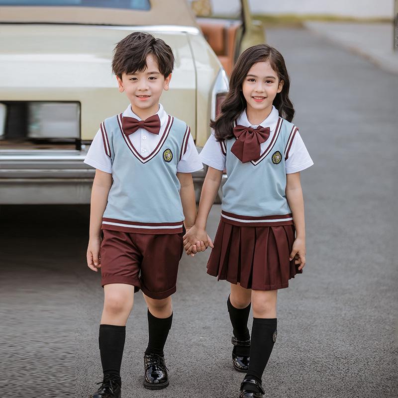 Summer 2020 British Style Primary School Uniform Set for Boys and Girls