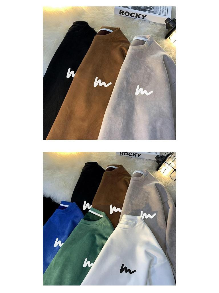 Hua Men's Heavyweight Embroidered Cotton Hoodie - Trendy Spring/Autumn Student Style, Loose Fit Long Sleeve