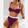 New European and American bikini thick shoulder strap split swimsuit sexy long belt model pure desire style high-end swimsuit women