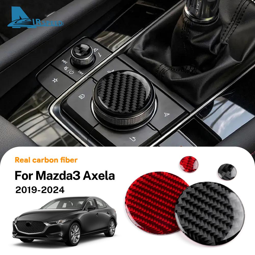 Real Soft Carbon Fiber Sticker For Mazda 3 Axela 2019-2025/CX-30 2020-2025/CX-50 2022-2025 Car Center Control Knob Decor