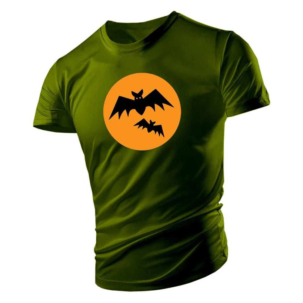 Letní móda Sportovní styl O Límec Muži Krátký rukáv Halloween Bat Potisk Tričko Harajuku Muži Volné Pohodlné Prodyšné Top