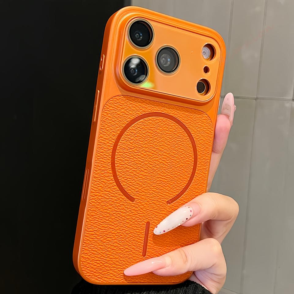 PU Leather Magnetic Official Phone Case For iPhone 17 13 14 15 16 Pro Max Air Magsafe Wireless Charge Shockproof Protector Cover