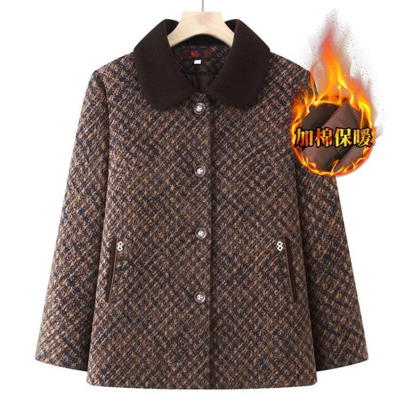 

Middle-aged mother winter coat thickened warm grandma woolen top with cotton old lady clothes mink 5XL [Recommended 150-80 kg]