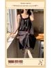 2026 Summer Princess Style Woven Cloud Cotton Camisole Nightgown with Chest Pads - Long Skirt, Square Neck.