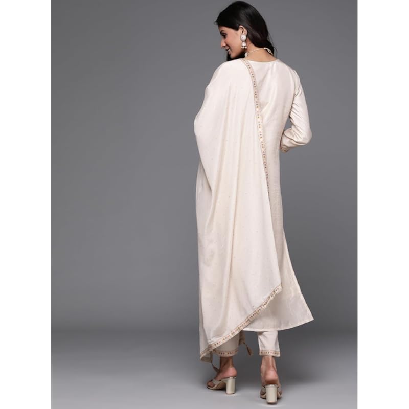 Libas Women's Silk Blend Kurta Sets (33338O_Beige