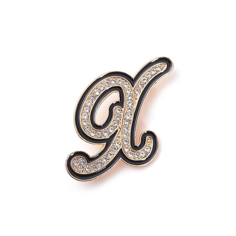 Fashion Women Rhinestone Brooch A-Z English Letter Metal Corsage Pins Crystal Alphabet Jewelry Shirt Clothes Accessories Gift