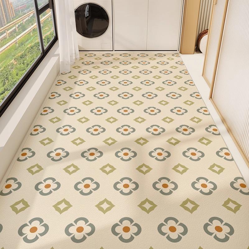 

Waterproof Anti-slip Balcony Mat PVC Leather Kitchen Floor Mat Oiiproof Non-slip Carpet Dirt-resistant Washable Easy Clean Rug 50X80cm
