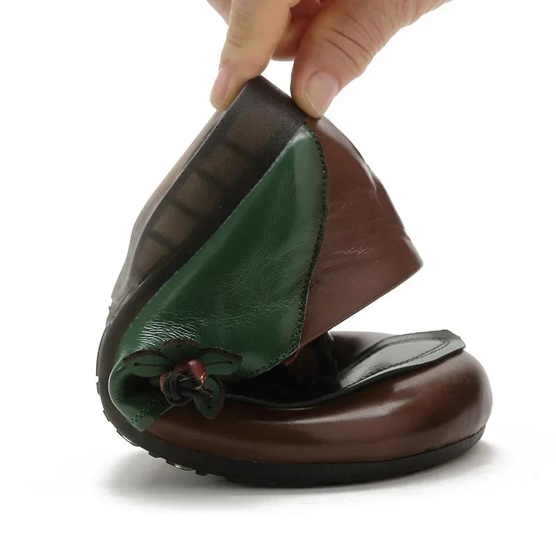 2024 Bestseller Neue Damen Schuhe mit flachem Boden Ethnischer Stil Leder Oxfords Farblich passende Schuhe Schuhe für ältere Mütter