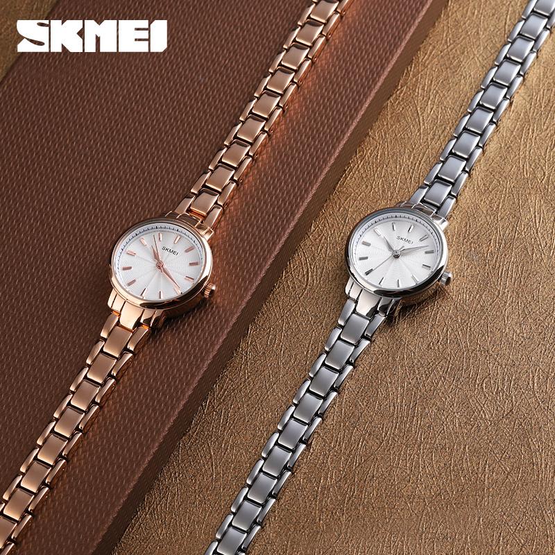 SKMEI Elegant Quartz Watch For Women Fashion Lady Wristwatch Simple Waterproof Stainless Steel Strip Fashion Watches Reloj Mujer