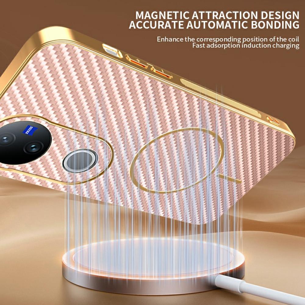 For Vivo V5 Phone Case Carbon Fiber Textured Electroplated TPU Back Cover