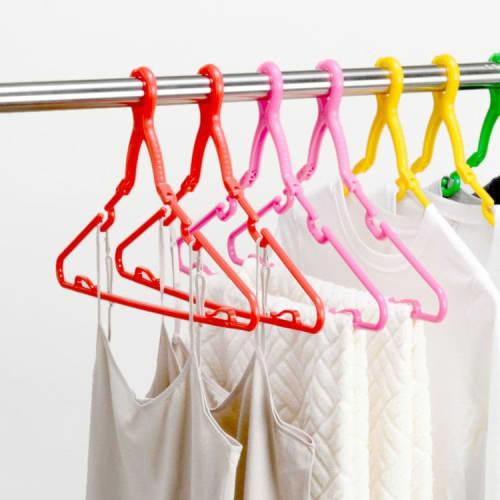 Kawabata Takisaburo Shoten Colorful Clothes Hangers, Laundry Hangers, Clothes Drying Rope Hangers, Grip Type, Laundry Supplies, 5 Colors, Set of 10 (W
