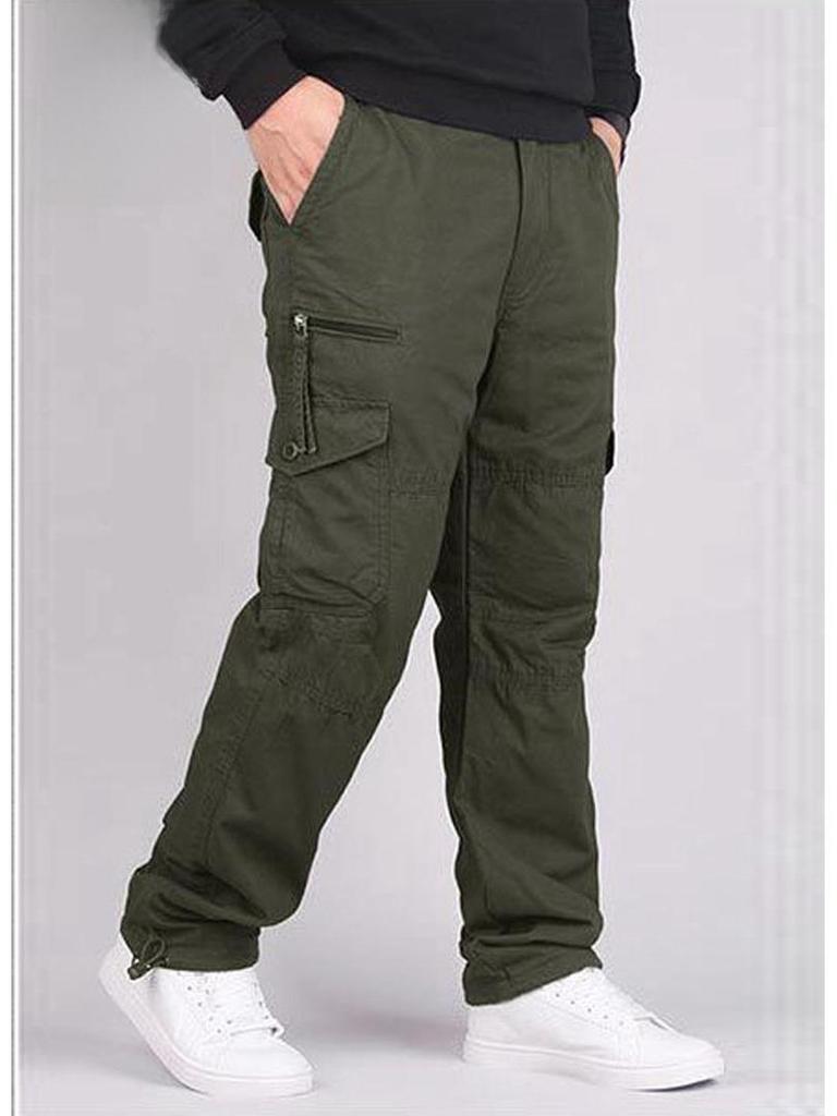 Men's Multi-pocket Cotton Cargo Pants: Spring/Autumn Loose Fit