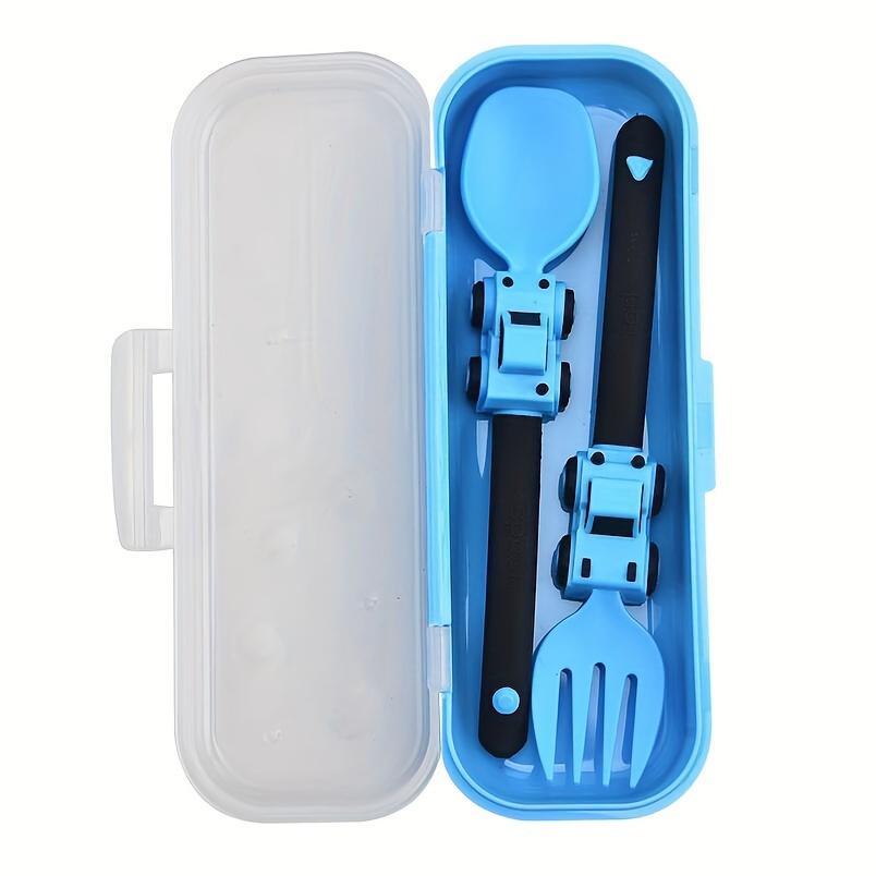 Youngsters's Simple and Cute Cartoon Sports Car Fork and Spoon Youngsters Youngsters's Fork and Spoon Fruit Independent Eating Cartoon Tableware