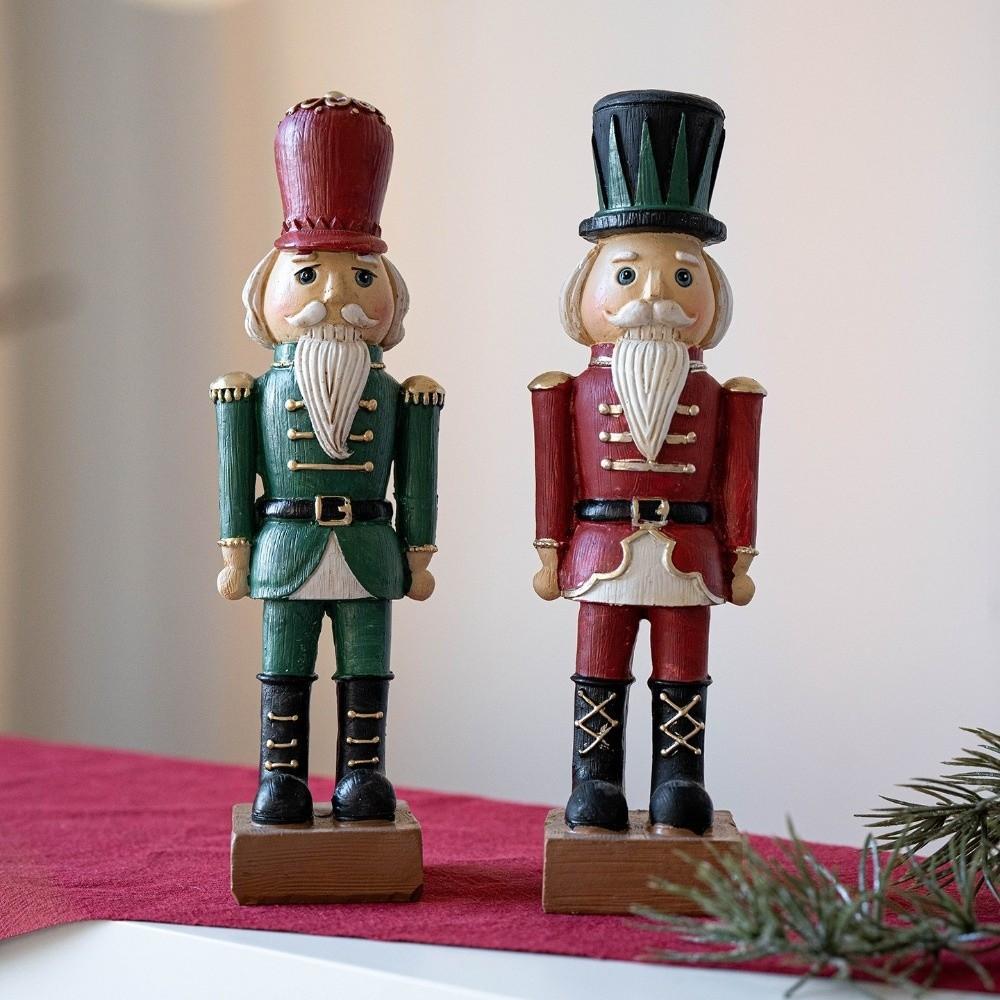 Cartoon Christmas Resin Nutcracker Handcrafted Hand Painting Nutcracker Puppet Standing Pendant Christmas Figurine Office Decor