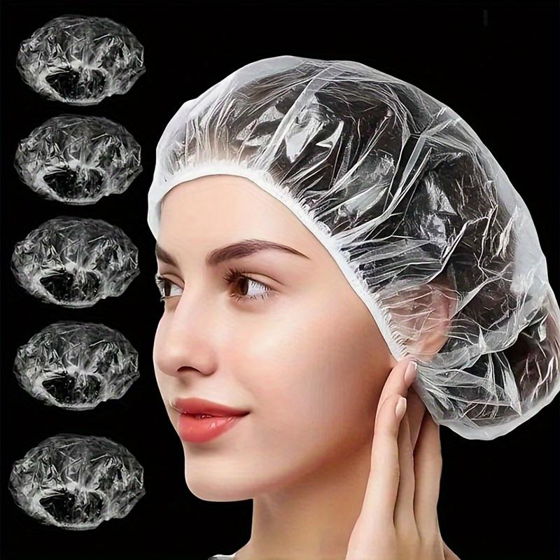 50Pcs/set Extra Large Disposable Shower Caps, Thickened PVC Material, Dedicated for Home Travel SPA Hair Salon Elastic Design Bath Accessories