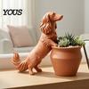 Pot de plante de bureau original Chien Teckel à poil long imprimé en 3D, Pot de fleurs chien mignon pour cactus, plantes aériennes, durable, étanche, plantes, succulentes,