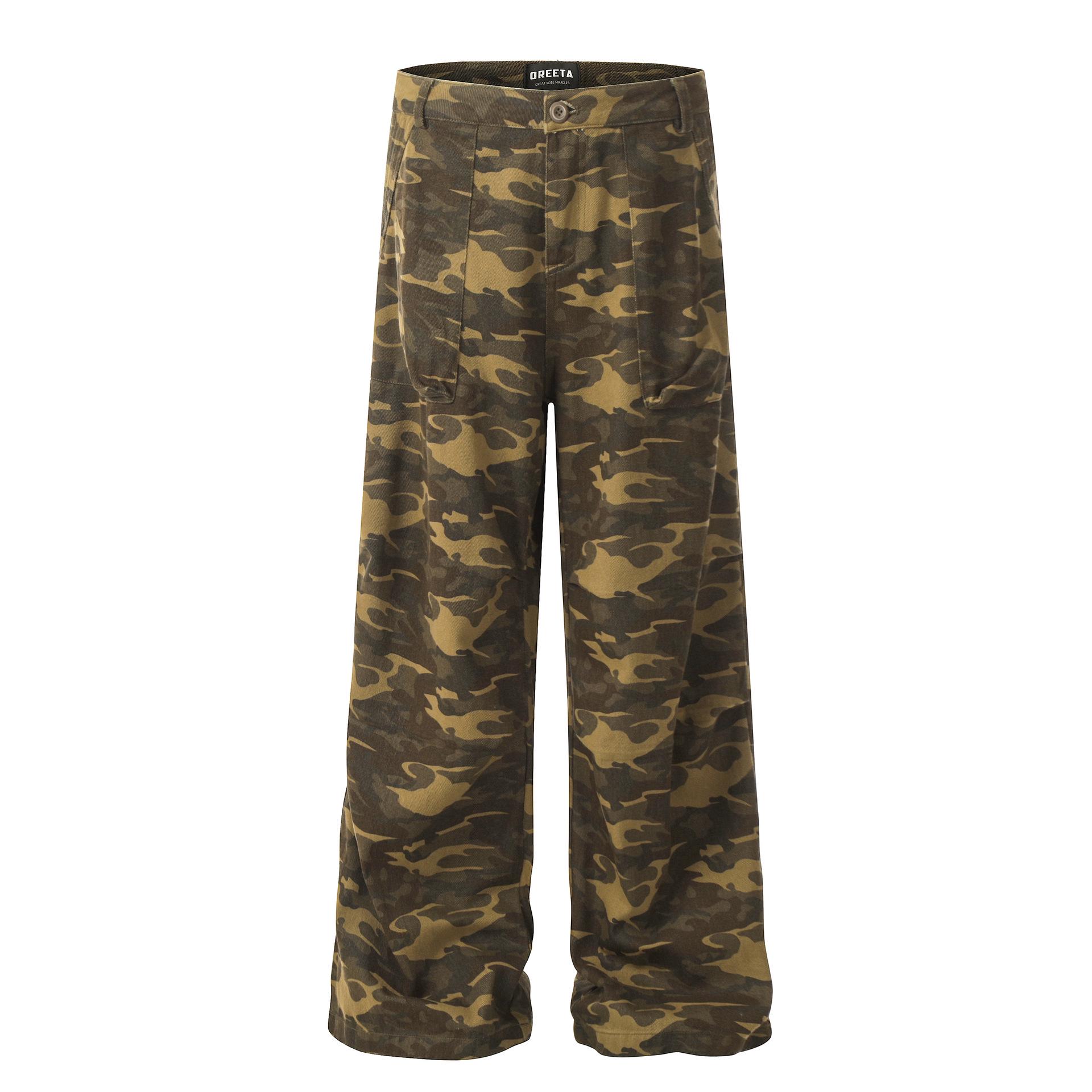 

OREETA Men s American Camouflage Cotton Work Pants with Adjustable Leg Buttons. X-Large