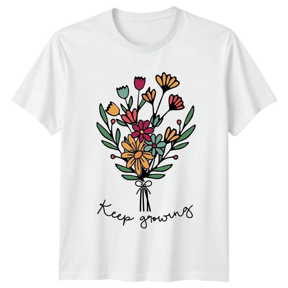 Keep Growing Unisexs TShirt Botanical Floral Mothers Day Gift For Her S