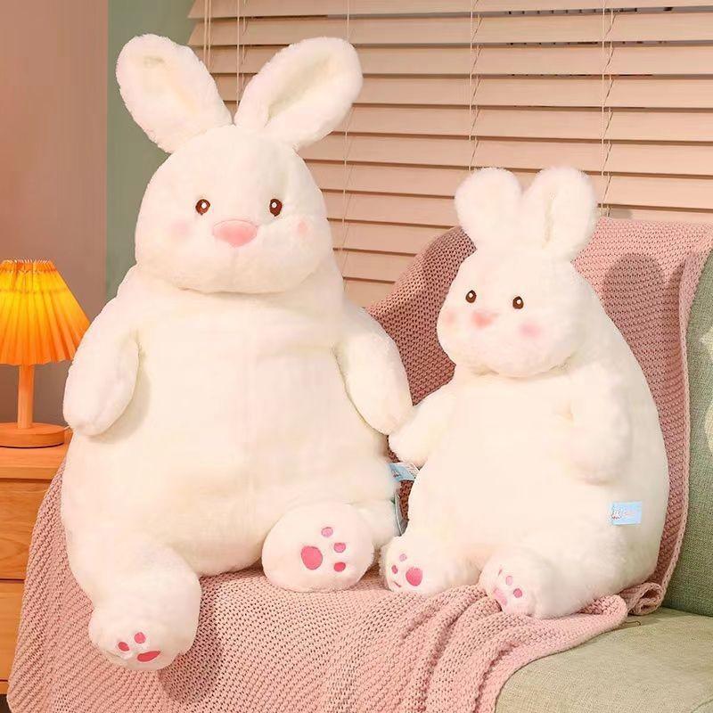 Plush White Lazy Rabbit Doll Delightful Large Cuddly Bunny For Home And Nursery