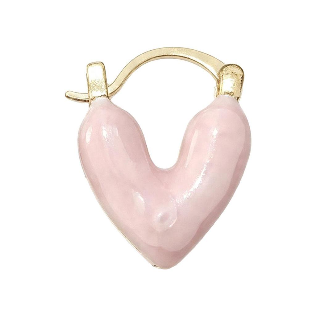 French-style pink heart ear clip for women, niche design earrings, daily fashion, minimalist, cool style