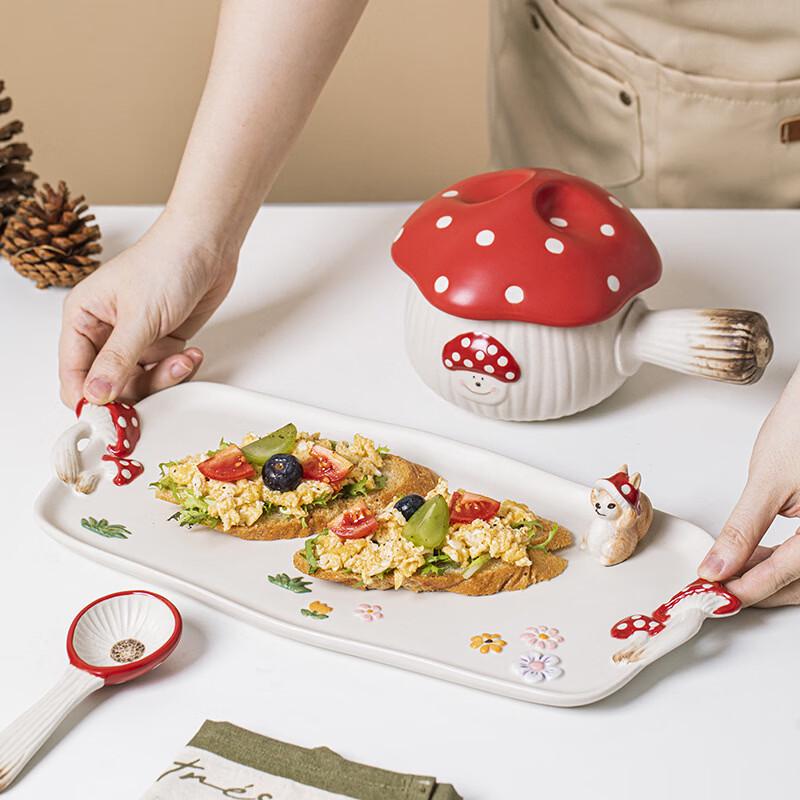ZISIZ Cartoon Red Mushroom Ceramic Soup Bowl