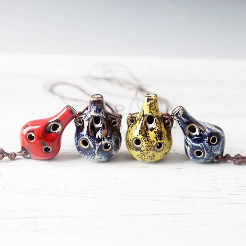 Six-Hole Ceramic Ocarina Leaf Flute - Popular Scenic Spot Souvenir and Musical Toy