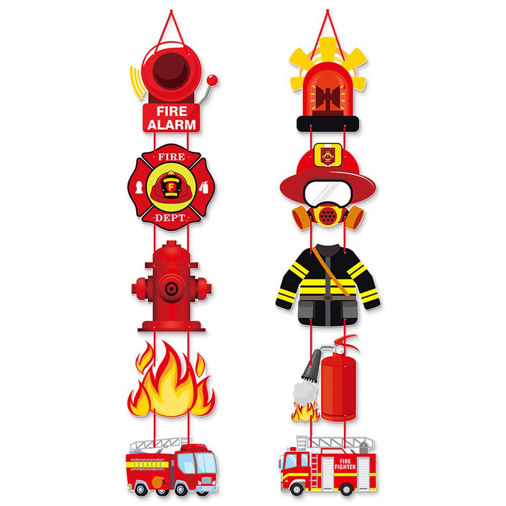 Fire Cartoon Protection Theme Birthday Party Decor Door Hanging For Event Kids