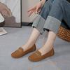 Fashion metal buckle autumn new solid color breathable light mouth round head large size women's single shoes