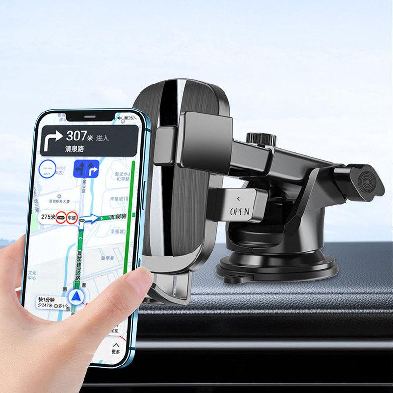 Car Windscreen Suction Cup Mount Holder with Charging Port Dashboard Console Adjustable Long Arm Phone Holder Auto Accessories