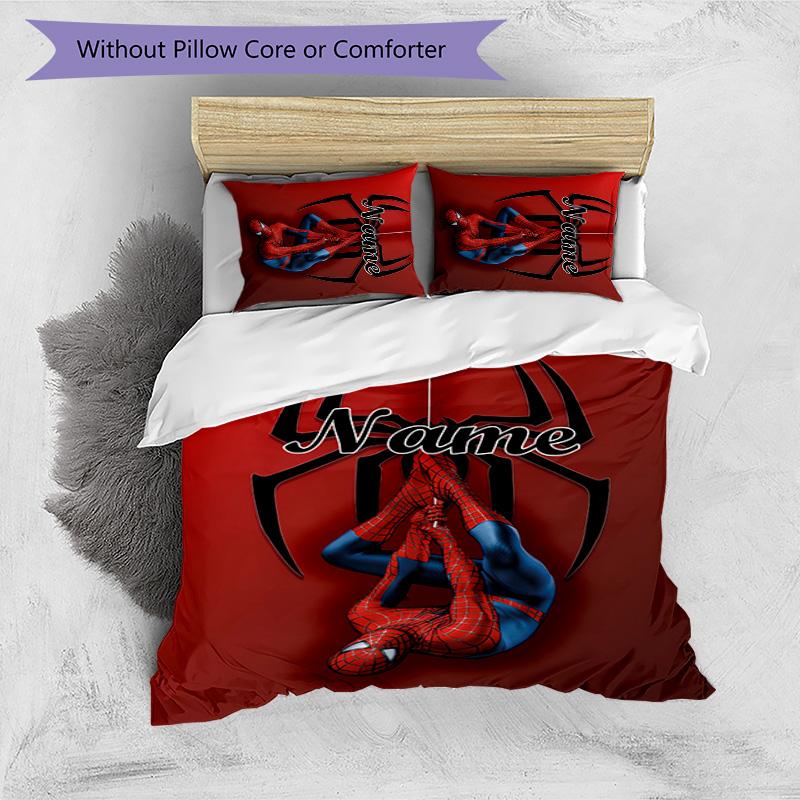 3pcs Spider Man1 Cover Set - Personalized Name, HD Printed Bedding with 1 Cover and 2 Pillowcases - Perfect for Home Decor, Easy Care