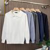 2025 Spring/Autumn Men's Polo Sweater: Trendy, Versatile, Solid Color, Loose Fit with Lapel.