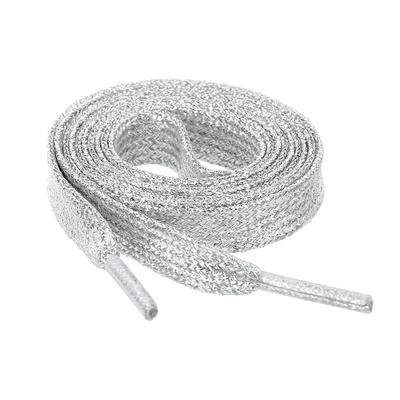 Allegra K Metallic Shoelaces Ribbon Flat Wide Fluorescent Shiny Sparkling Stylish Laces Sneakers Universal Shoe Accessories Width 1cm