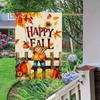 1pc Happy Fall Scarecrow & Pumpkin Polyester Garden Banner, Double-Sided Autumnal Courtyard Decor with Maple Leaves, No Electricity Needed