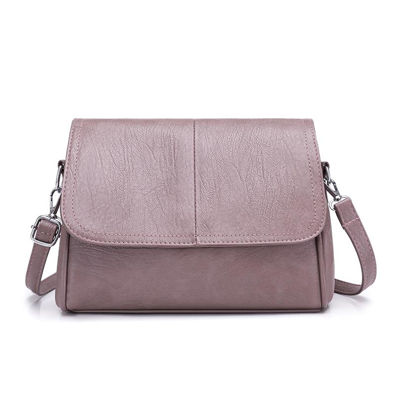 Bolsa Transversal em Couro com Cera de Óleo Retrô, com Textura e Sensação Vintage, Design de Aba Simples e Elegante, e Alça de Ombro Ajustável