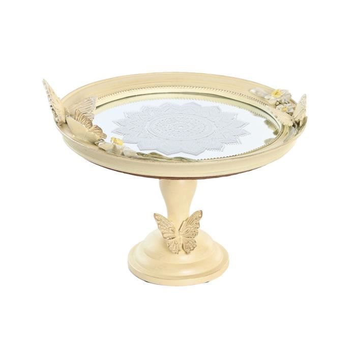 Centre De Table - Chic - Beige - 24x22,6x18 Cm - Papillons - Résine Miroir
