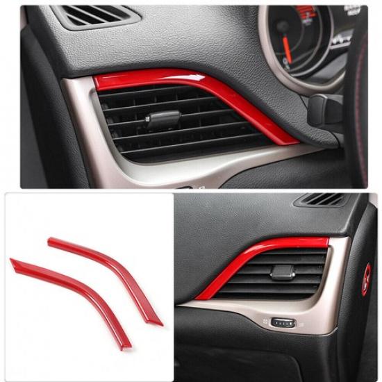 Console Side Outlet Vent Frame Strip 2PCS For Jeep Cherokee 2014-2018 Bright Red
