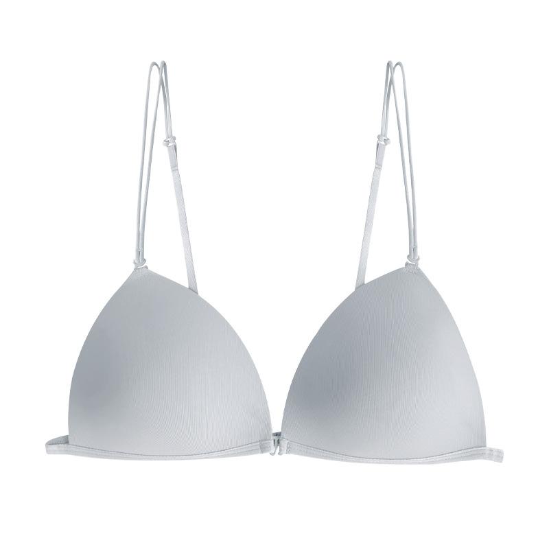 Summer Sexy Underwear Women's French Small Breasts Gather Without Steel Ring Bra Thin Strap Smooth Front Buckle Beautiful Back Underwear