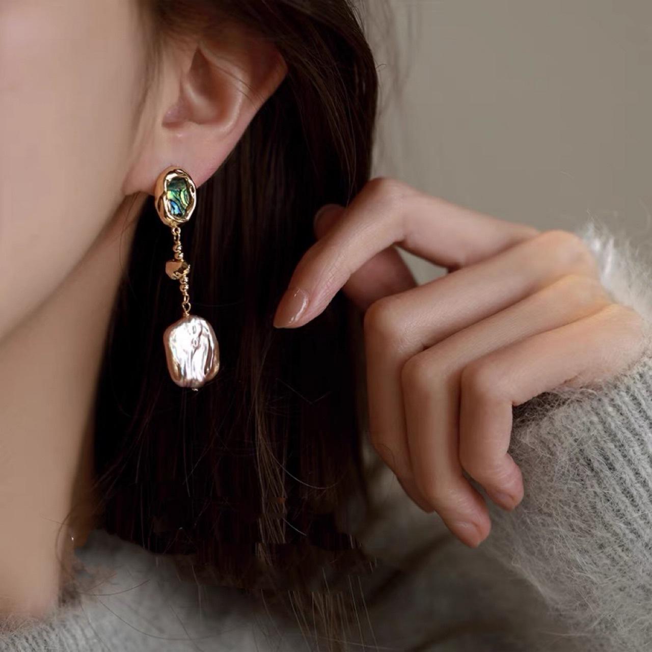 

Натуральная картина маслом Текстура Барокко Светло-Розовый Фиолетовый Жемчуг Серьги Французская Ретро Мода Нишевый Дизайн Смысл Серьги для Женщин