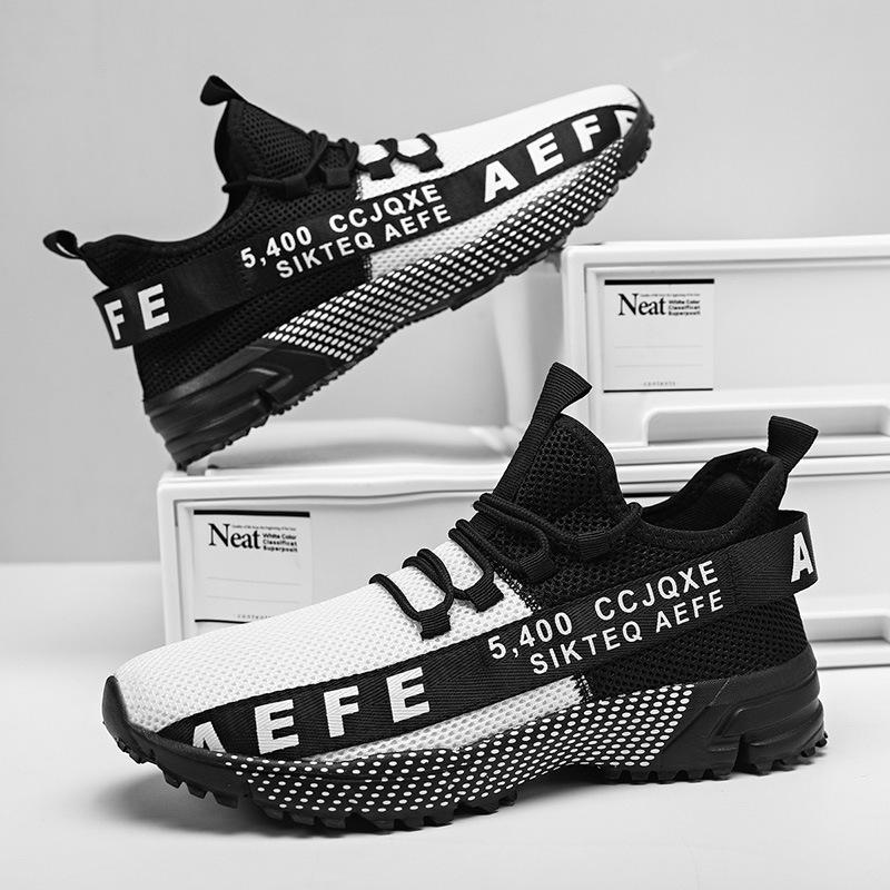 Four Seasons Large Size Casual Flying Woven Shoes Lace-Up Running Shoes Low Top Youth Sneakers 40