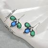 Retro Geometric Gemstone Water Drop Earrings Women Small Niche Design Studs Chic Jewelry
