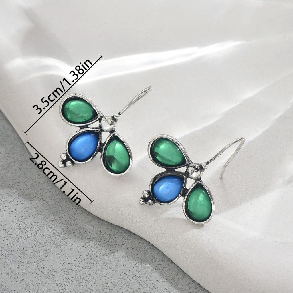 Retro Geometric Gemstone Water Drop Earrings Women Small Niche Design Studs Chic Jewelry