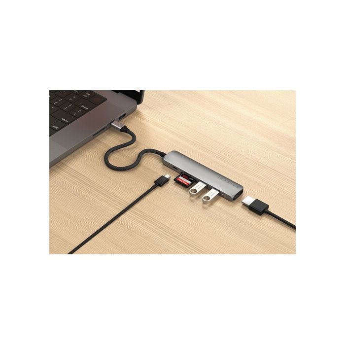 6-in-1 USB-C Multiport Hub - Satechi - 4K - 100W Power Delivery - 10Gbps - Gray