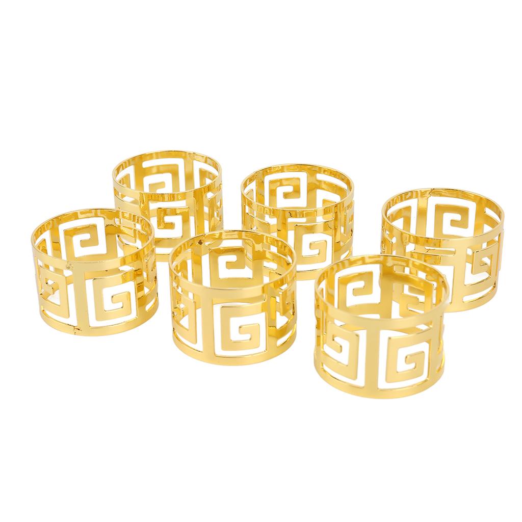 6 st Servettringset Elektroplätering Guld Ihåliga Servettringar Spännen för Middag Jubileum