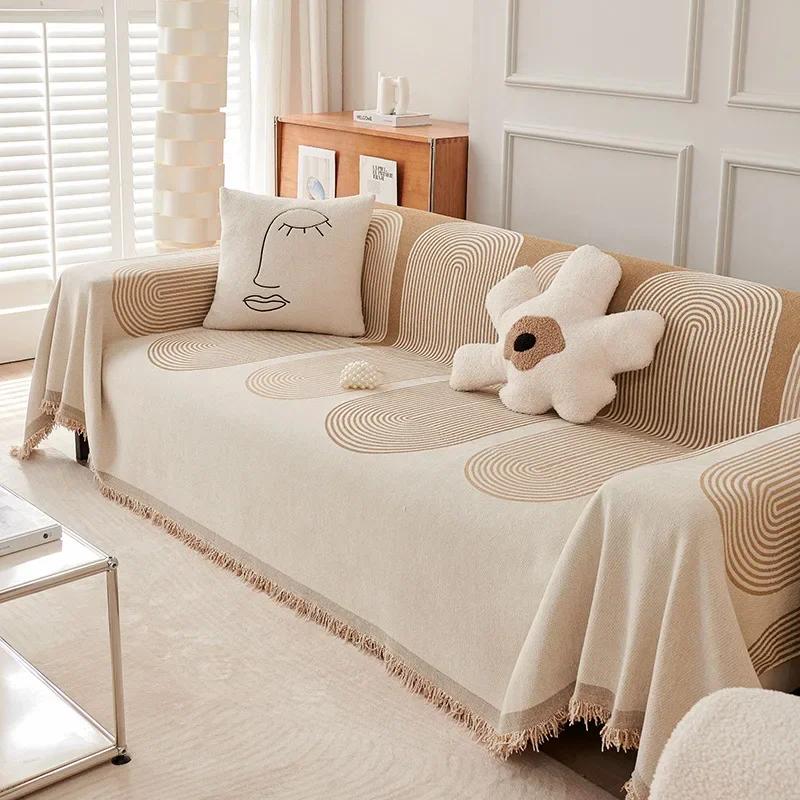 Large Couch Cover Leisure Relax Beach Towel White Travel Rug Tassels Linen Nordic Sofa Throw Blankets Outdoor Camping Picnic