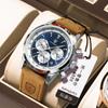 POEDAGAR Bai Da Qie Multifunctional Men's Sports Quartz Watch - Leather Strap, Stopwatch, Waterproof 921