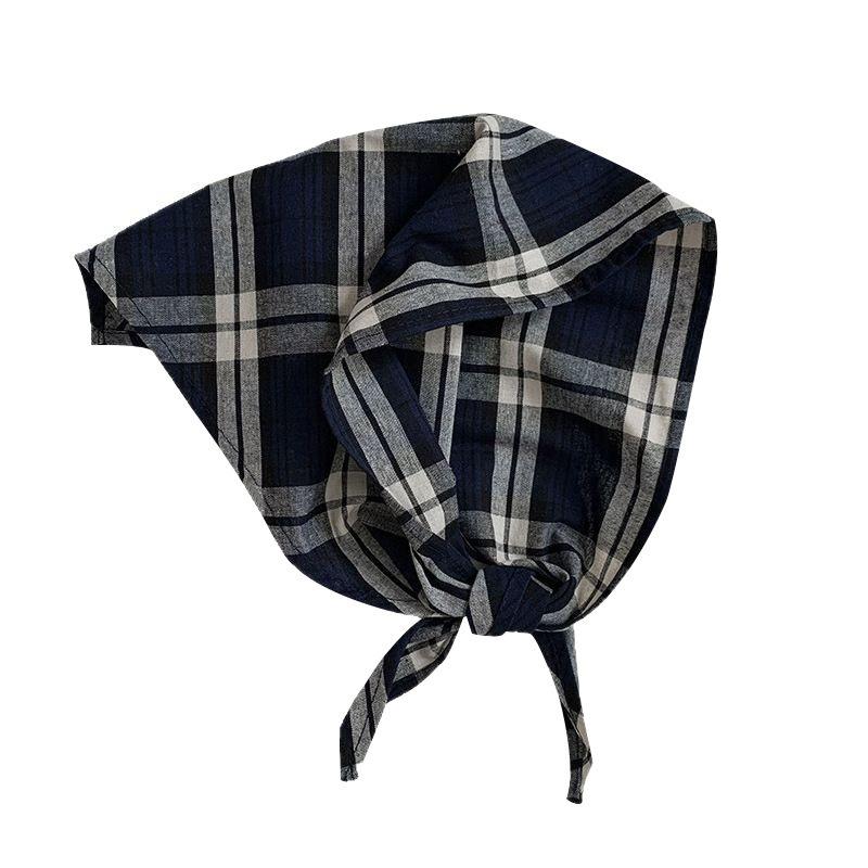 Triangle Scarf Women's Summer New Versatile Small Scarf Literary Scarf Retro Rhombus Headscarf Headband Hair Accessories Headgear