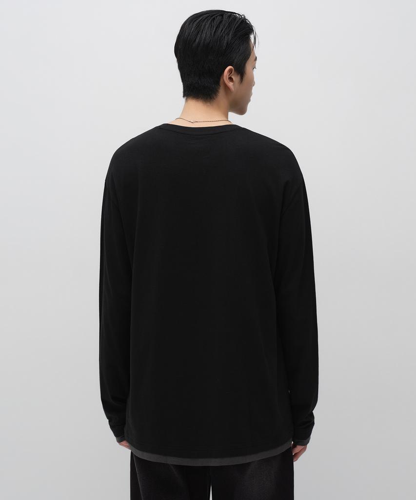 MUSINSA STANDARD Cr Layered Hem Long Sleeve T-Shirt [Black]