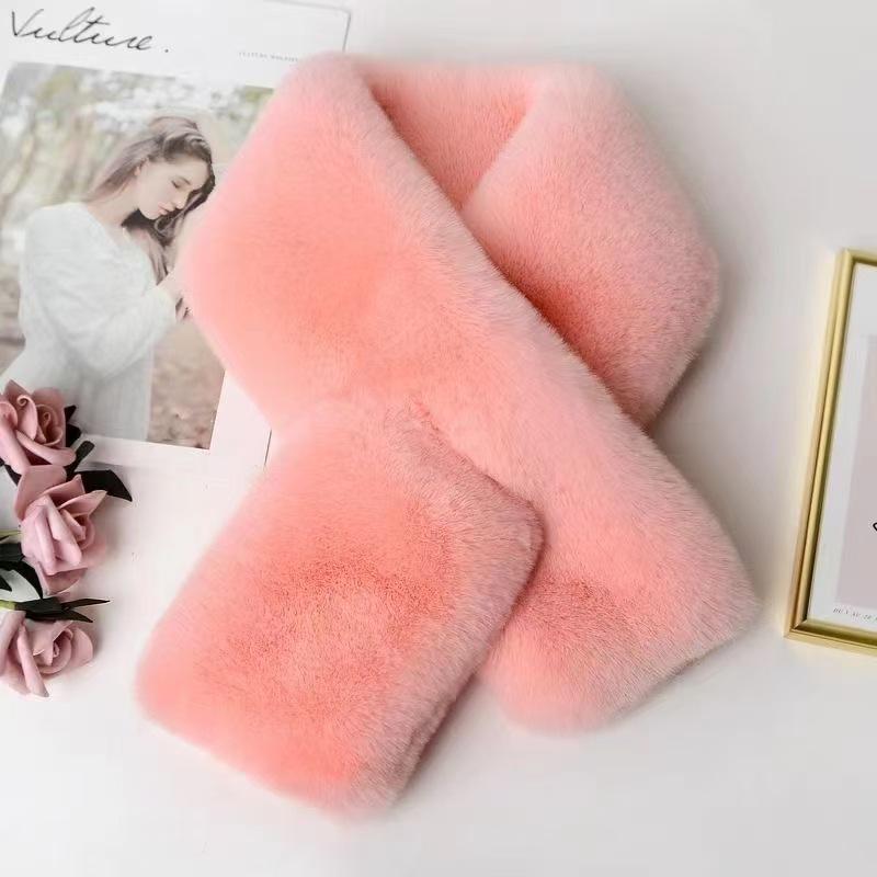 Women's Stylish Winter Faux Mink Rabbit Fur Scarf - Versatile, Thick & Warm Neck Warmer