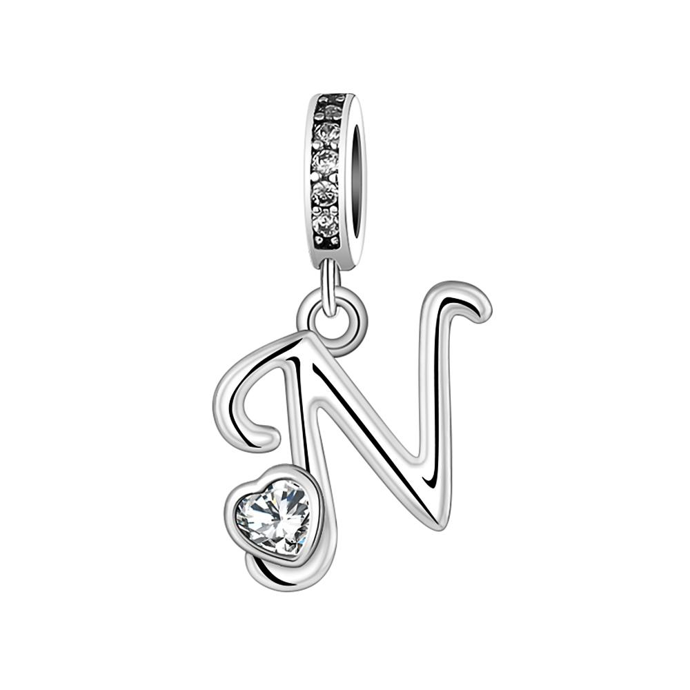 New 26 AZ Letter S925 Sterling Silver Small Letter Pendant Suitable for Original  Bracelet Necklace DIY Jewelry Pendant